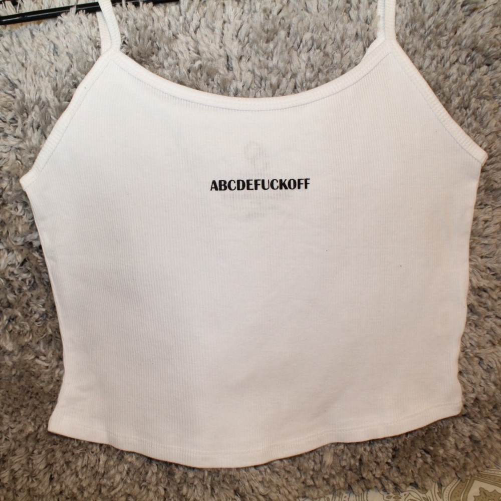 ABCDE"FUCKOFF" TANK TOP - WHITE